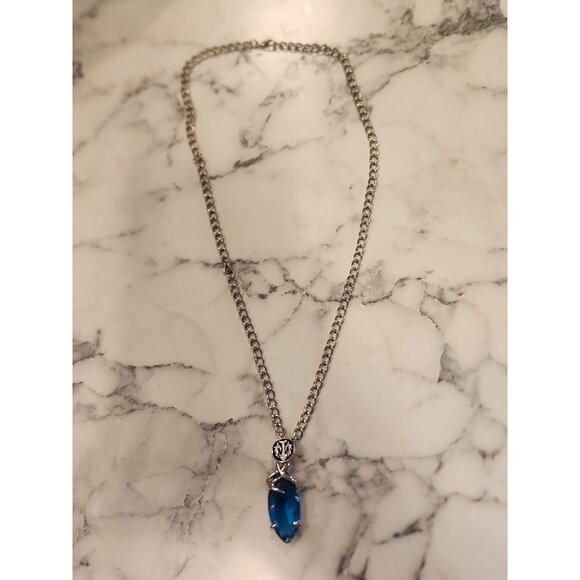 Final Fantasy Blue Crystal Pendant Necklace With Silver-Tone Chain - Picture 2 of 5